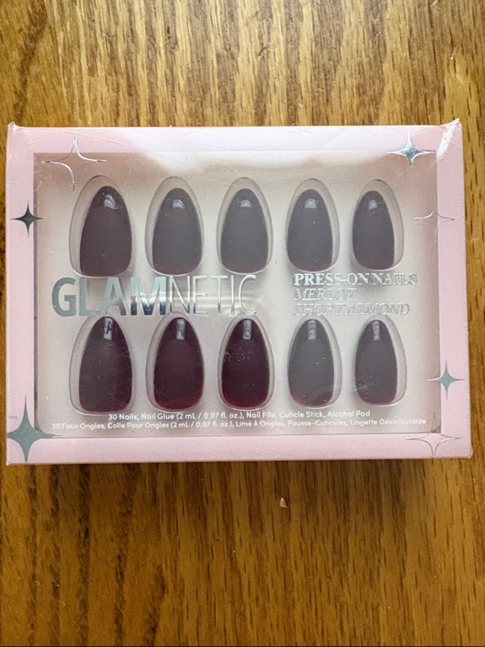 Glamnetic Merlot Short Almond Press-On Nails